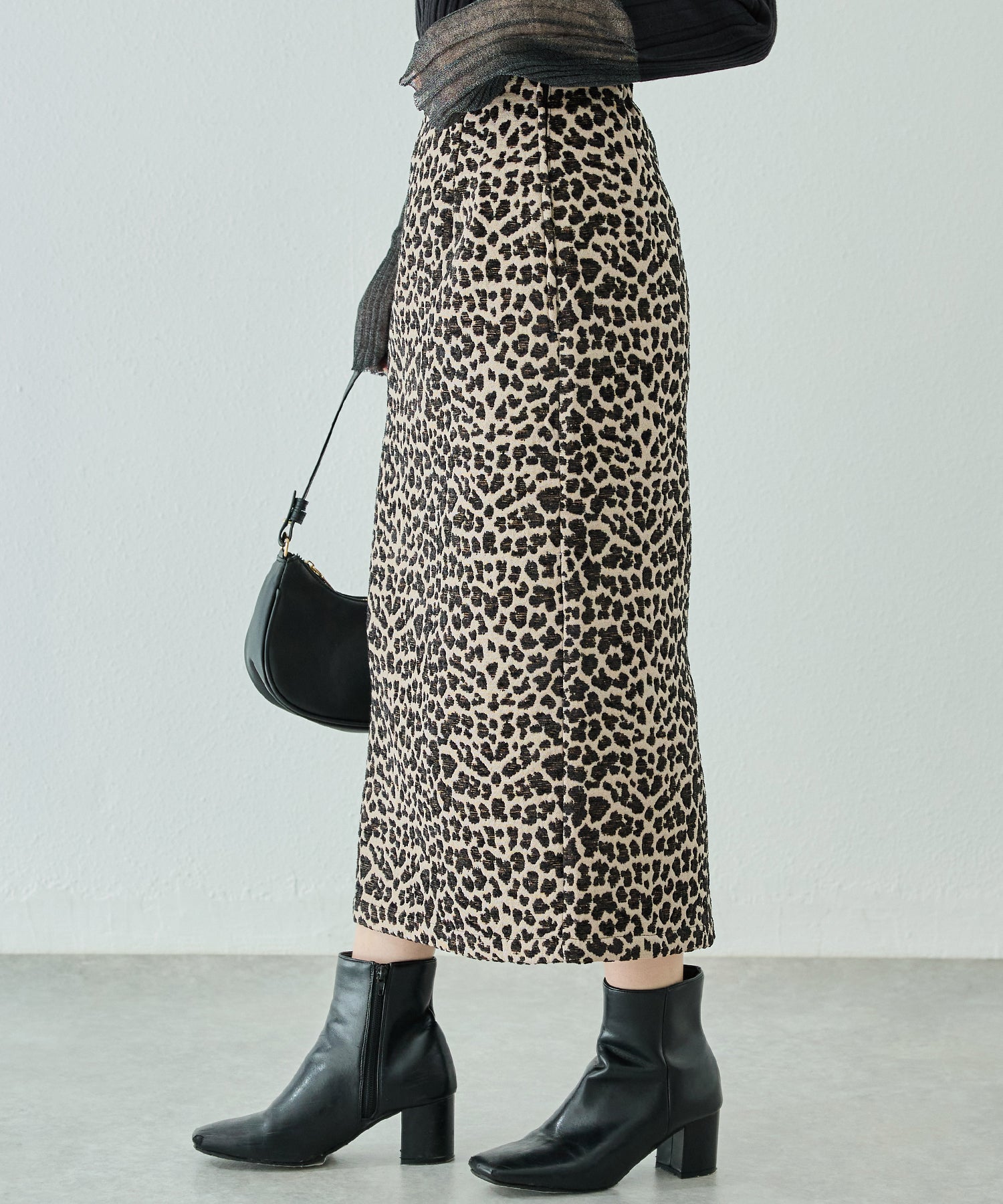 レオパードジャガードスカート | ラビアンジェ-⼤きいサイズのレディース服