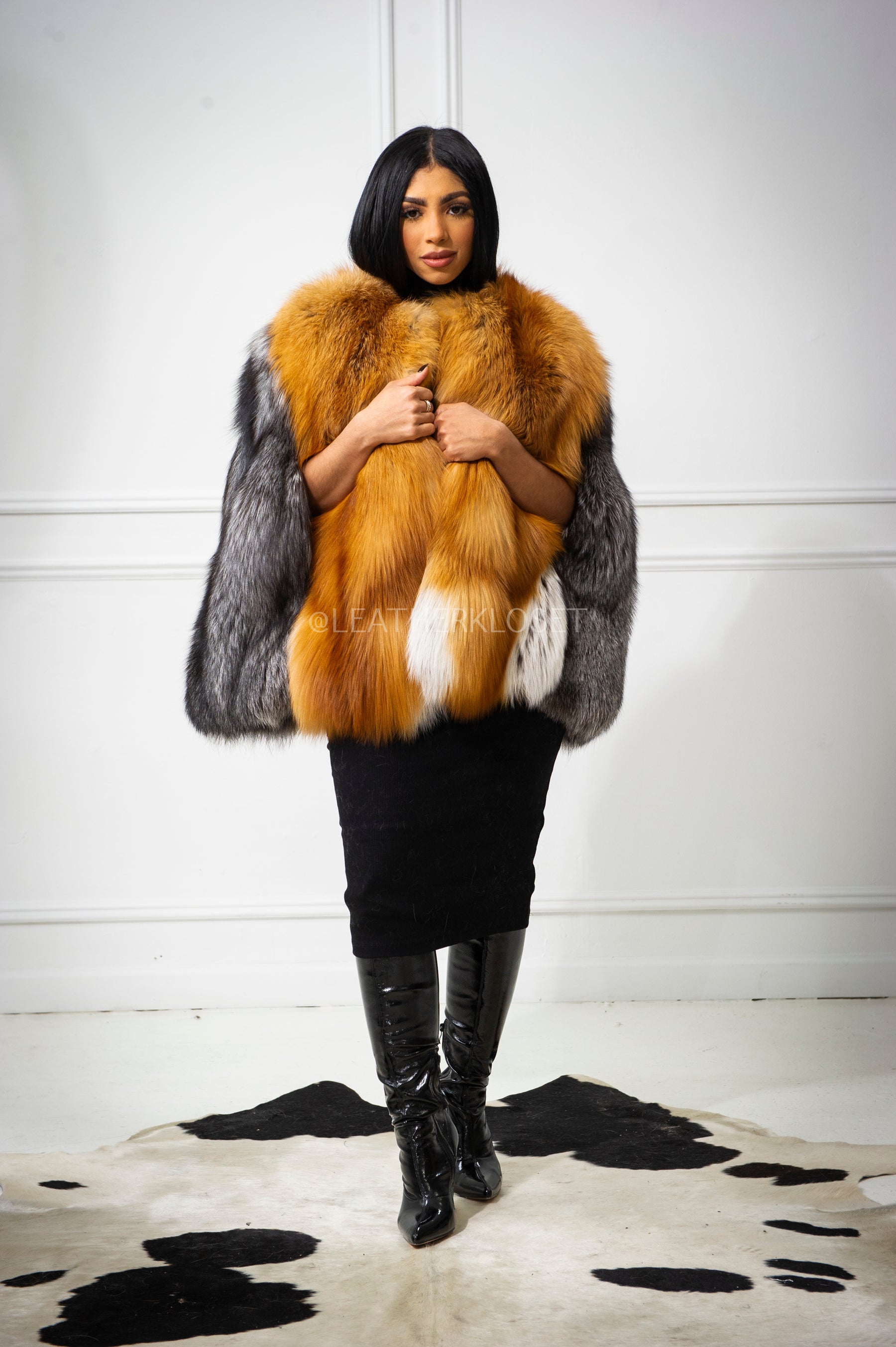 Women's Fox Fur Poncho [Red Fox/Silver Fox] – LeatherKloset