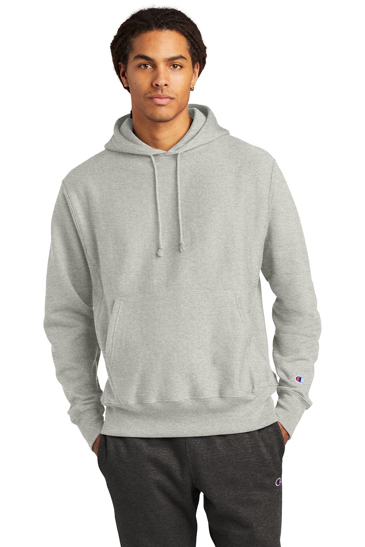 Branded Champion Reverse Weave Hoodie Oxford Grey