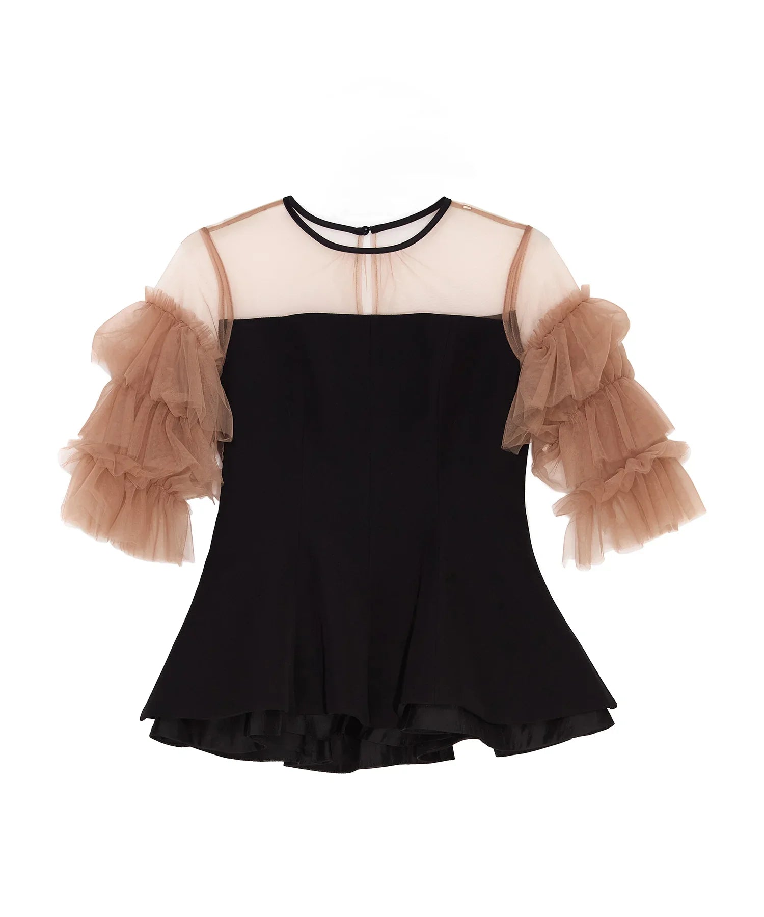 当日発送】チュールスリーブペプラムセットアップパンツドレス