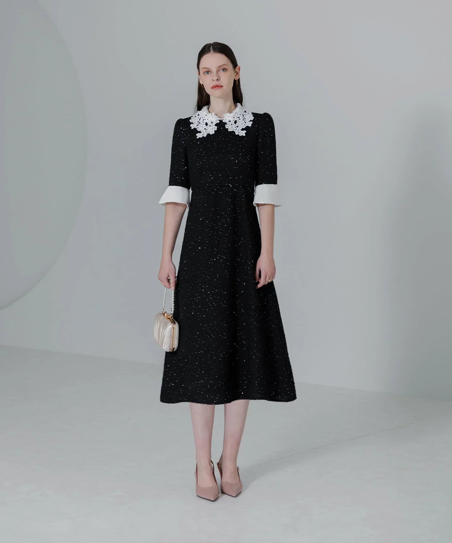 当日発送】花柄レースカラースパンコールAラインドレス/パーティー