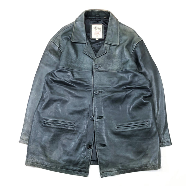 1980'S MADE IN KOREA OLD STUSSY LEATHER CAR COAT – Linco