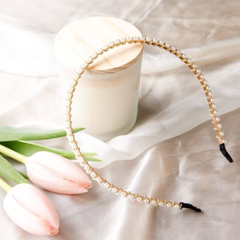 ゴールドのパールカチューシャ | 松浦 | J-0041 | 結婚式パーティーの