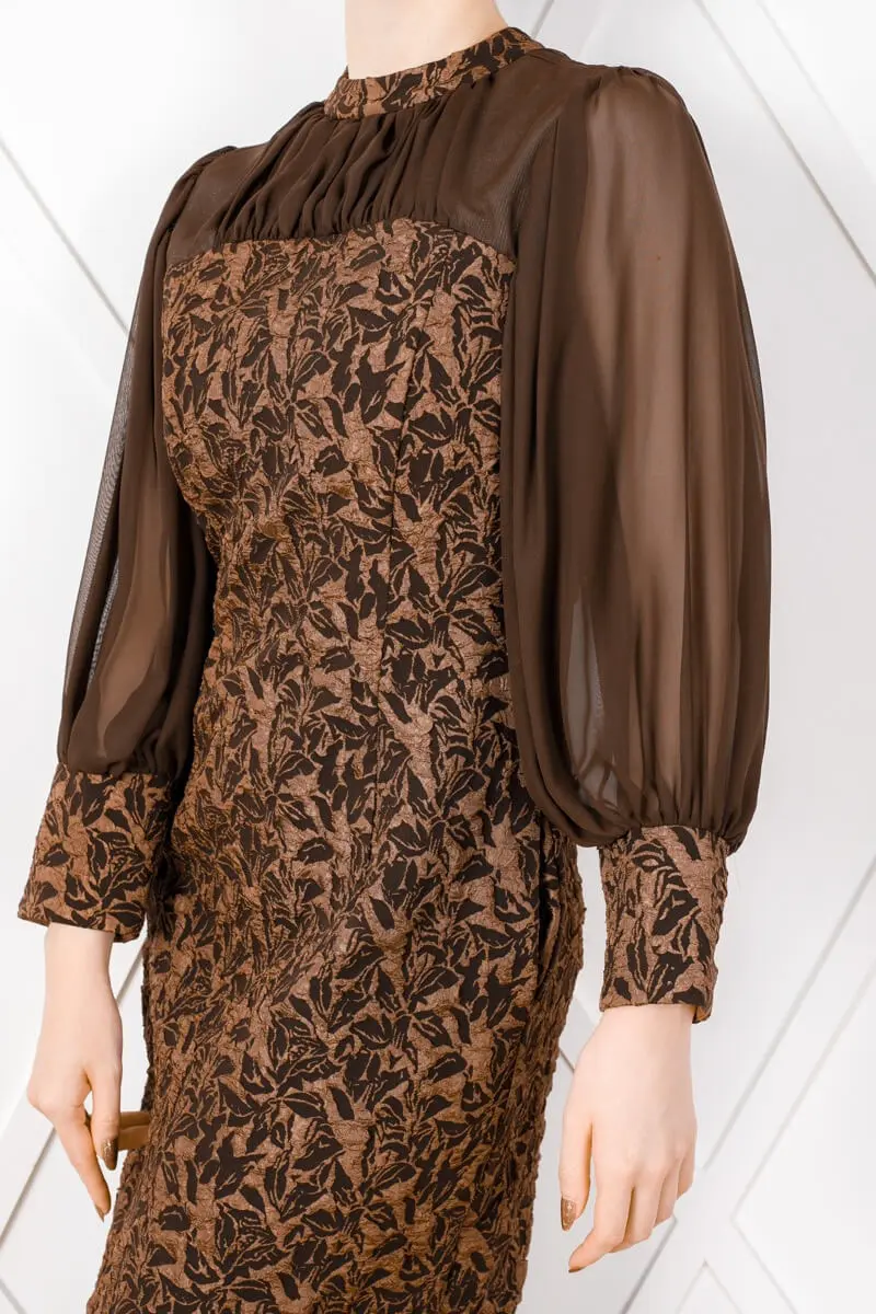 ダークブラウンのジャガードIラインドレス | Dorry doll | M | 結婚式