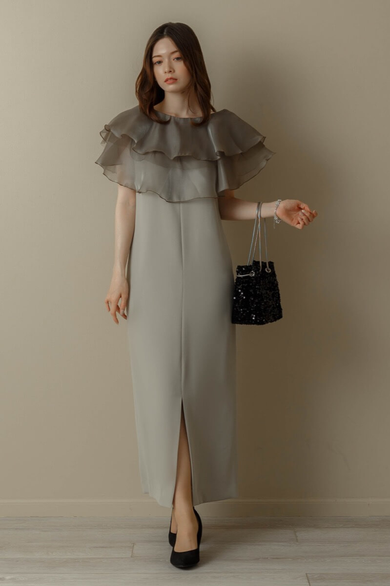 ミントのグロッシーラッフル付きドレス | ANDRESD | M | 結婚式