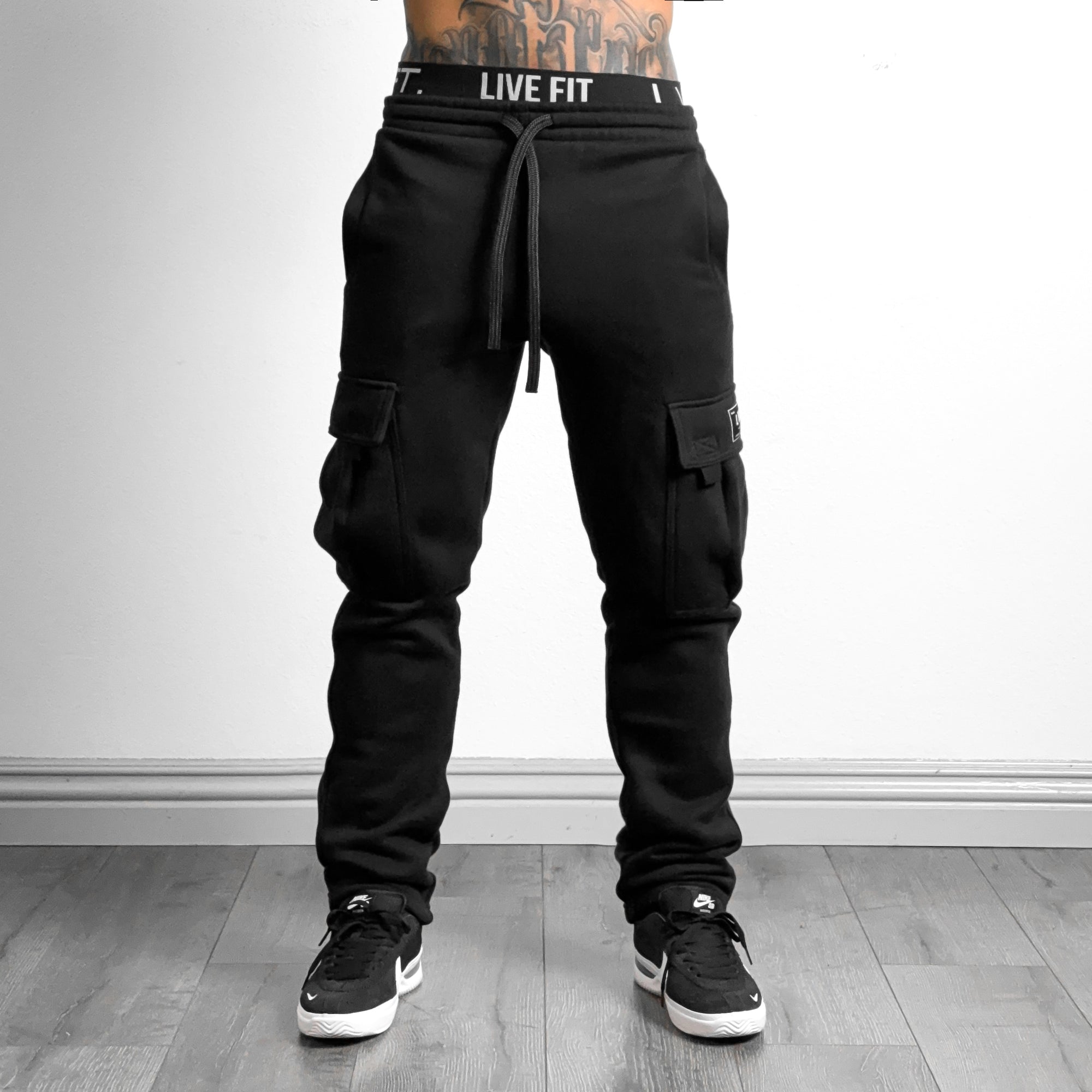 Heavy Fleece Cargo Pants - Black - Live Fit. Apparel
