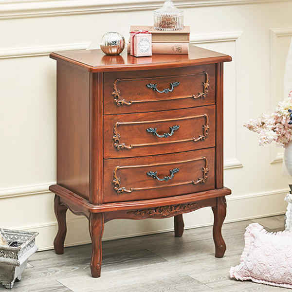 チェスト 3段 クラシック調 マホガニー前板 猫脚 幅52cm （ サイド
