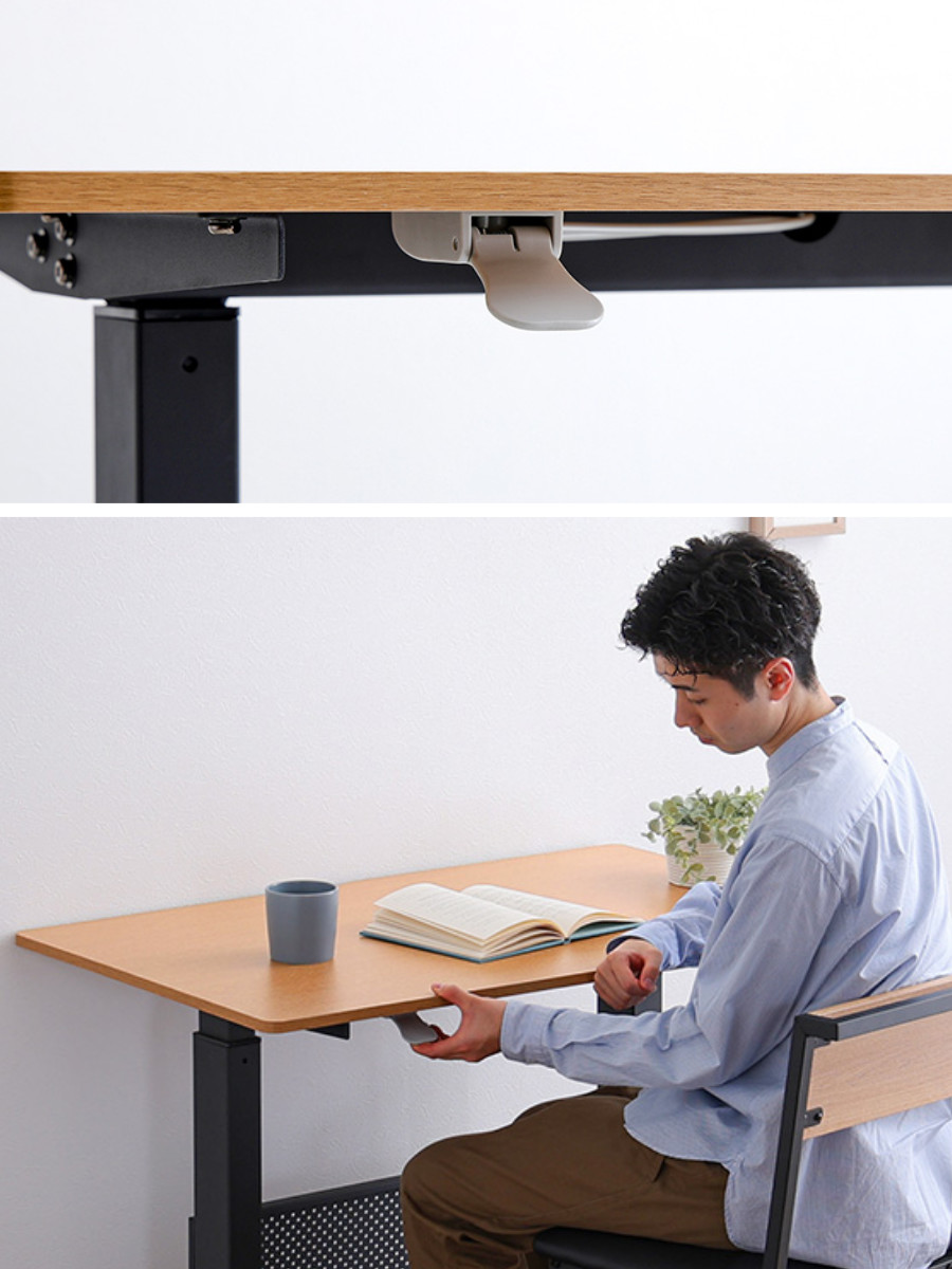 ワークデスク 昇降テーブル 幅96.5cm ガス圧 無段階レバー式