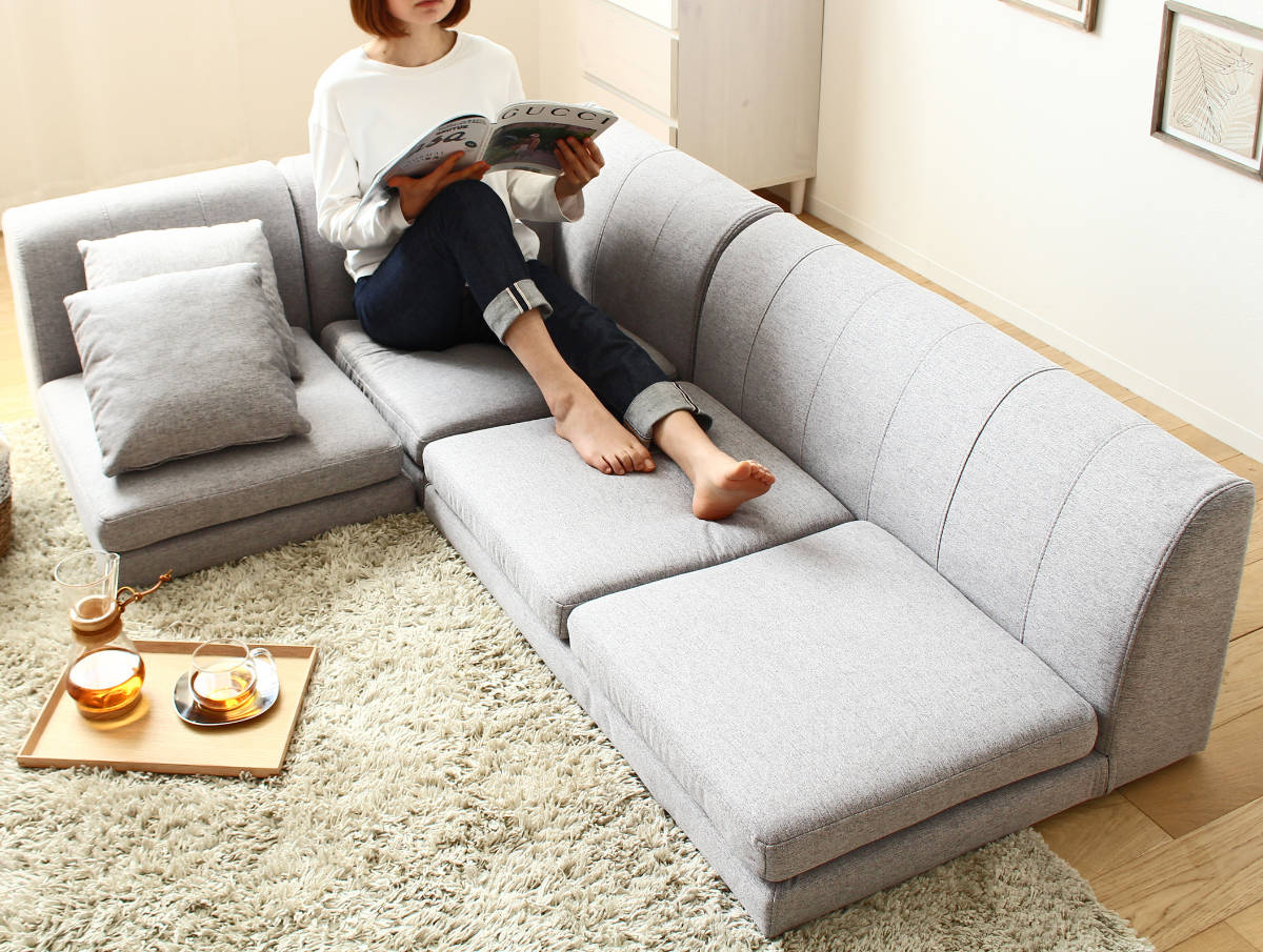 フロアソファ 3点セット L字 コーナー （ ソファー ロータイプ