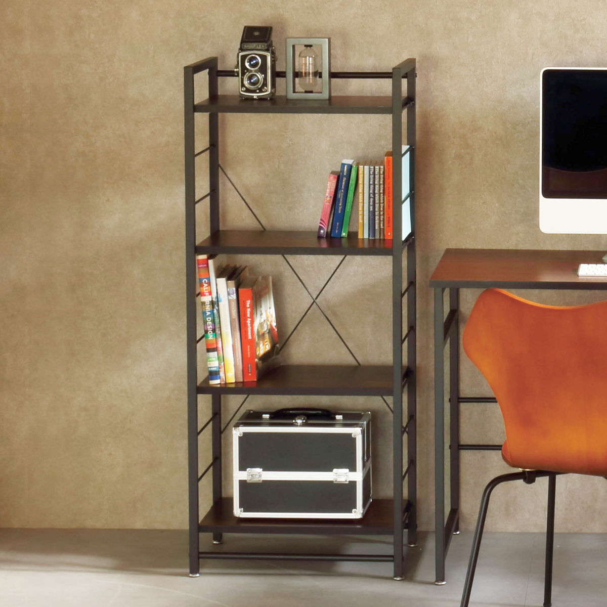 オープンラック 本棚 4段 ストーク 幅50cm ダークブラウン （ 棚