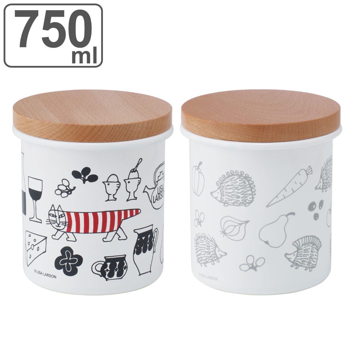 保存容器 ホーローキャニスター木蓋 750ml （ リサラーソン マイキー