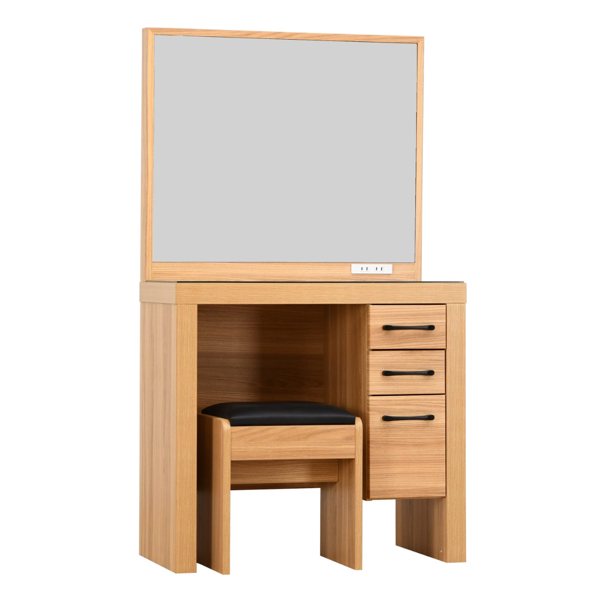 ドレッサー スツール付 オーク柄 ナチュラルデザイン 約幅76cm （ 奥行