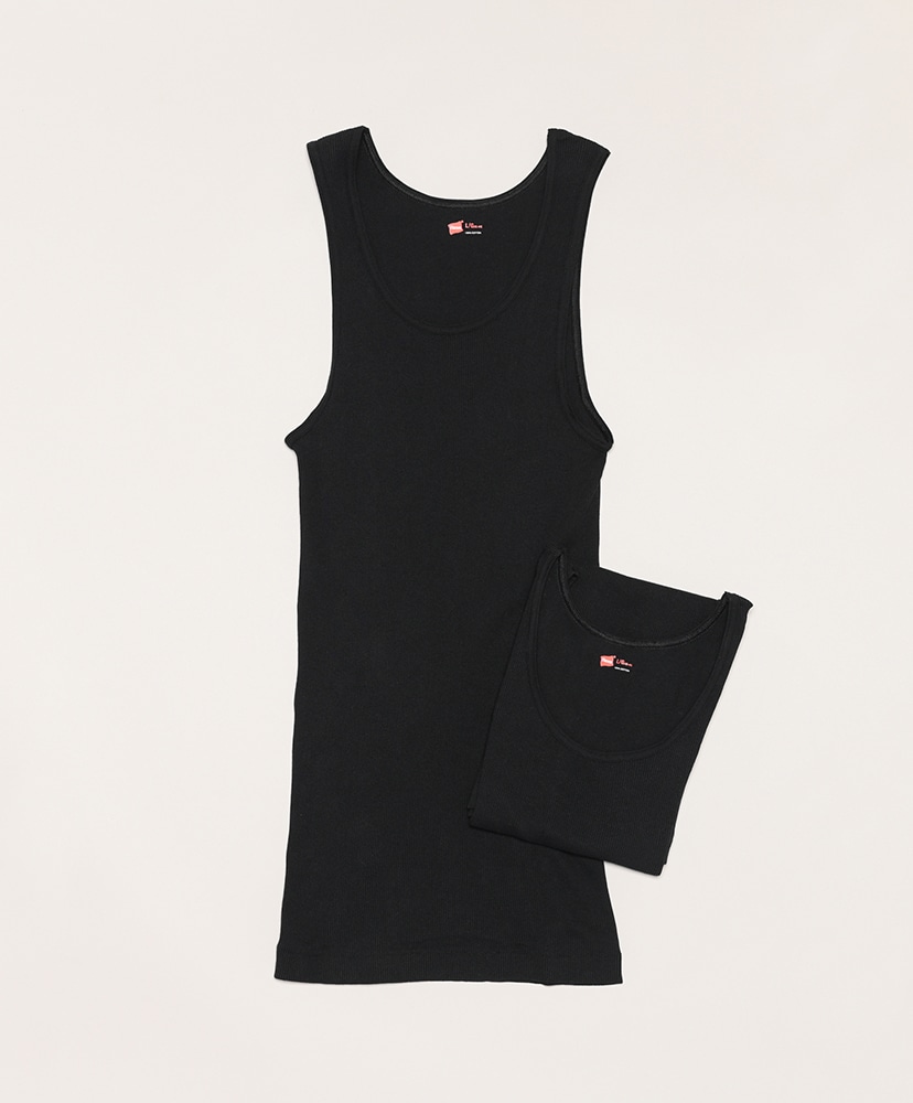 2 Pack A-Shirts - Tank Top(L(MEN) Black/ブラック): Hanes