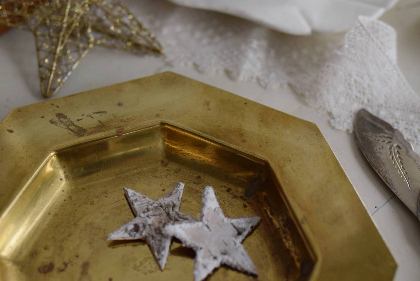 フランスアンティーク 真鍮トレイ.オクタゴン アクセサリートレイ