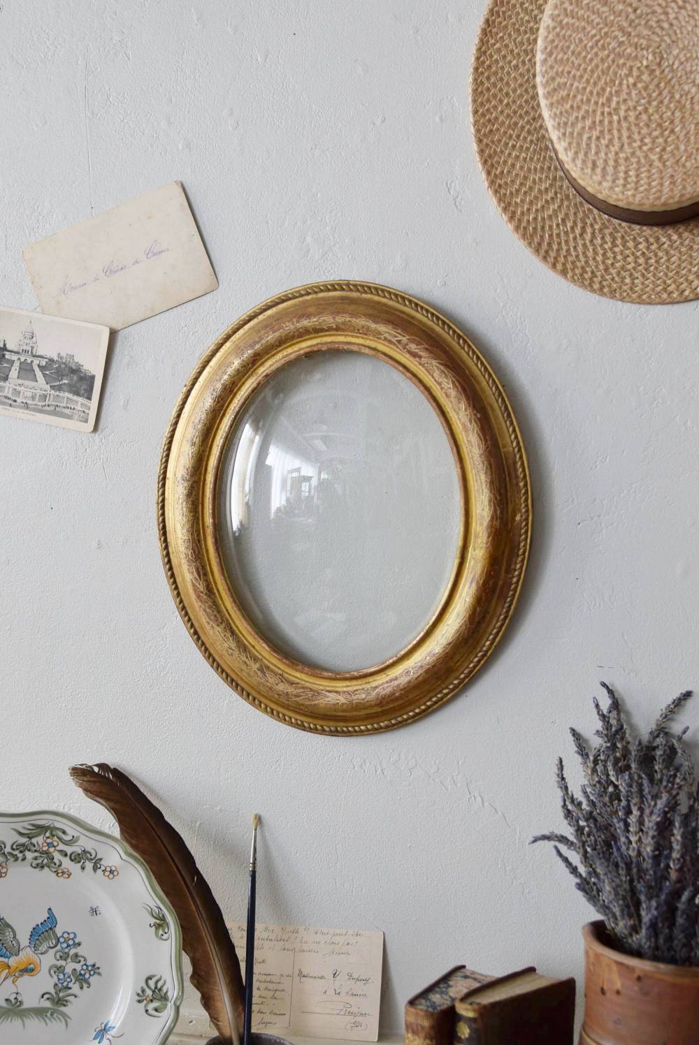 ガラスドームフレーム.Gold フランスアンティーク雑貨 オーバル