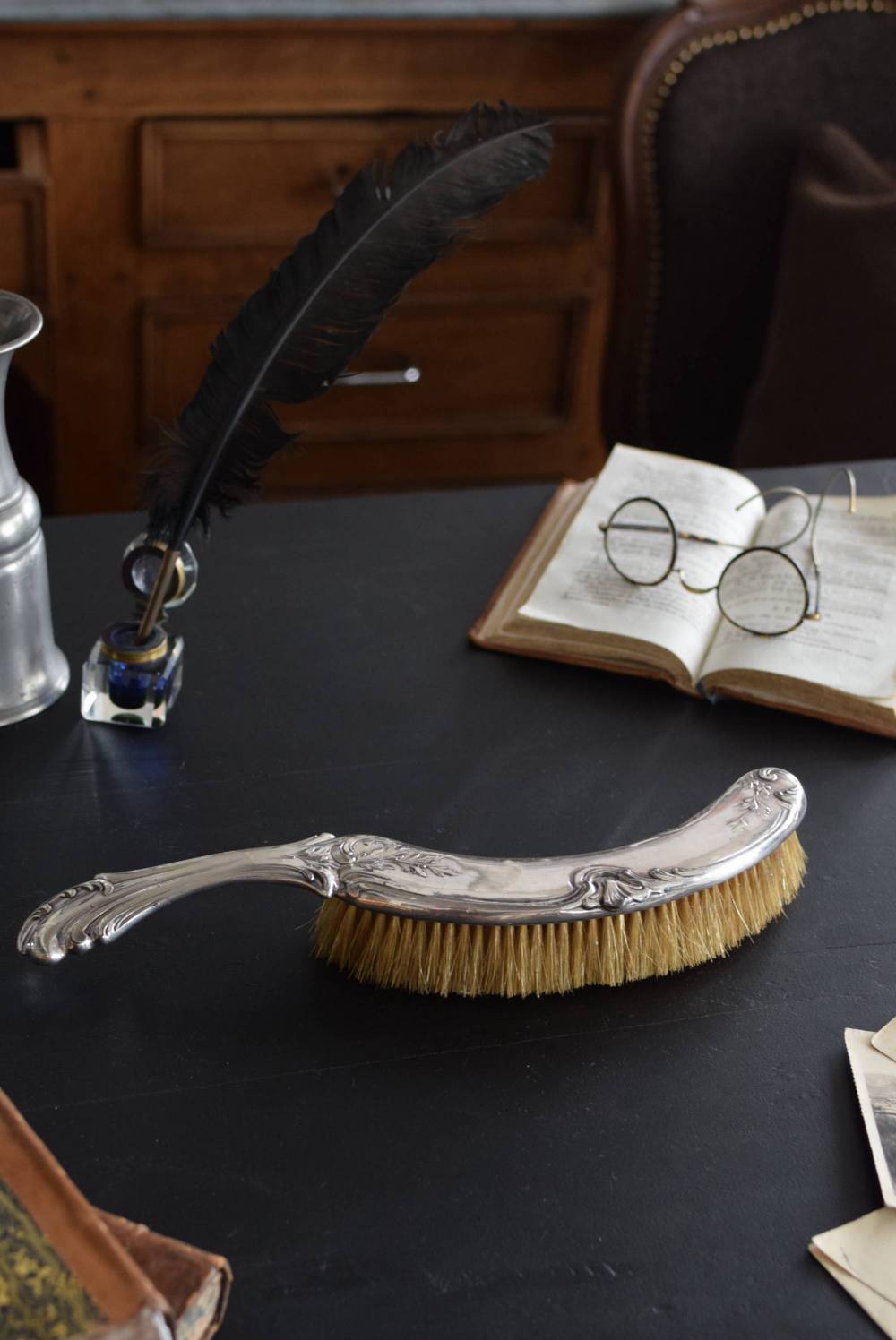 ダストパン＆ブラシセット.2 フランス アンティーク シルバープレート