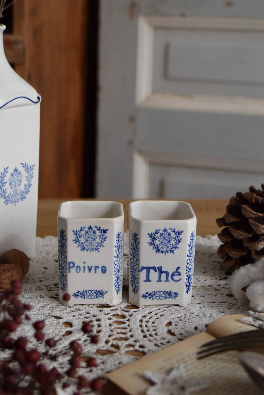 キャニスター2点セット フランスアンティーク雑貨 アンティーク陶器