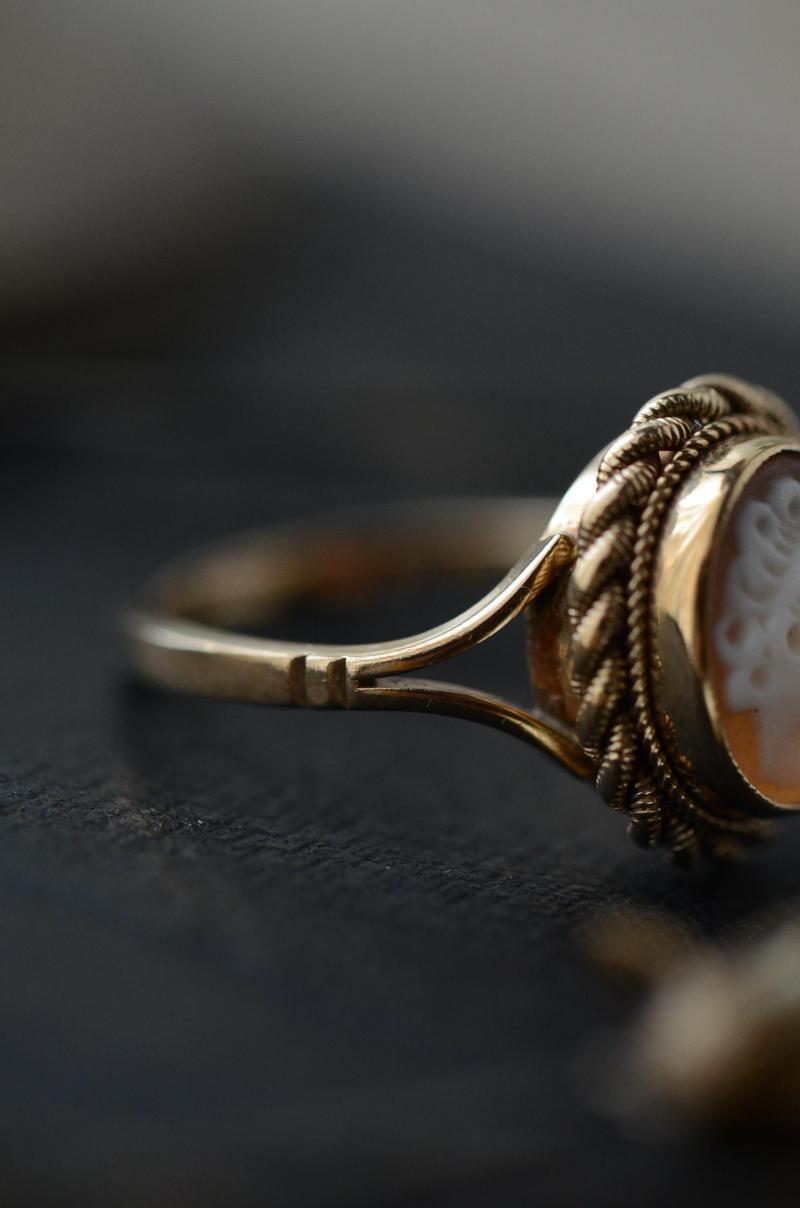 イギリスヴィンテージジュエリー 9K カメオリング ヴィンテージ