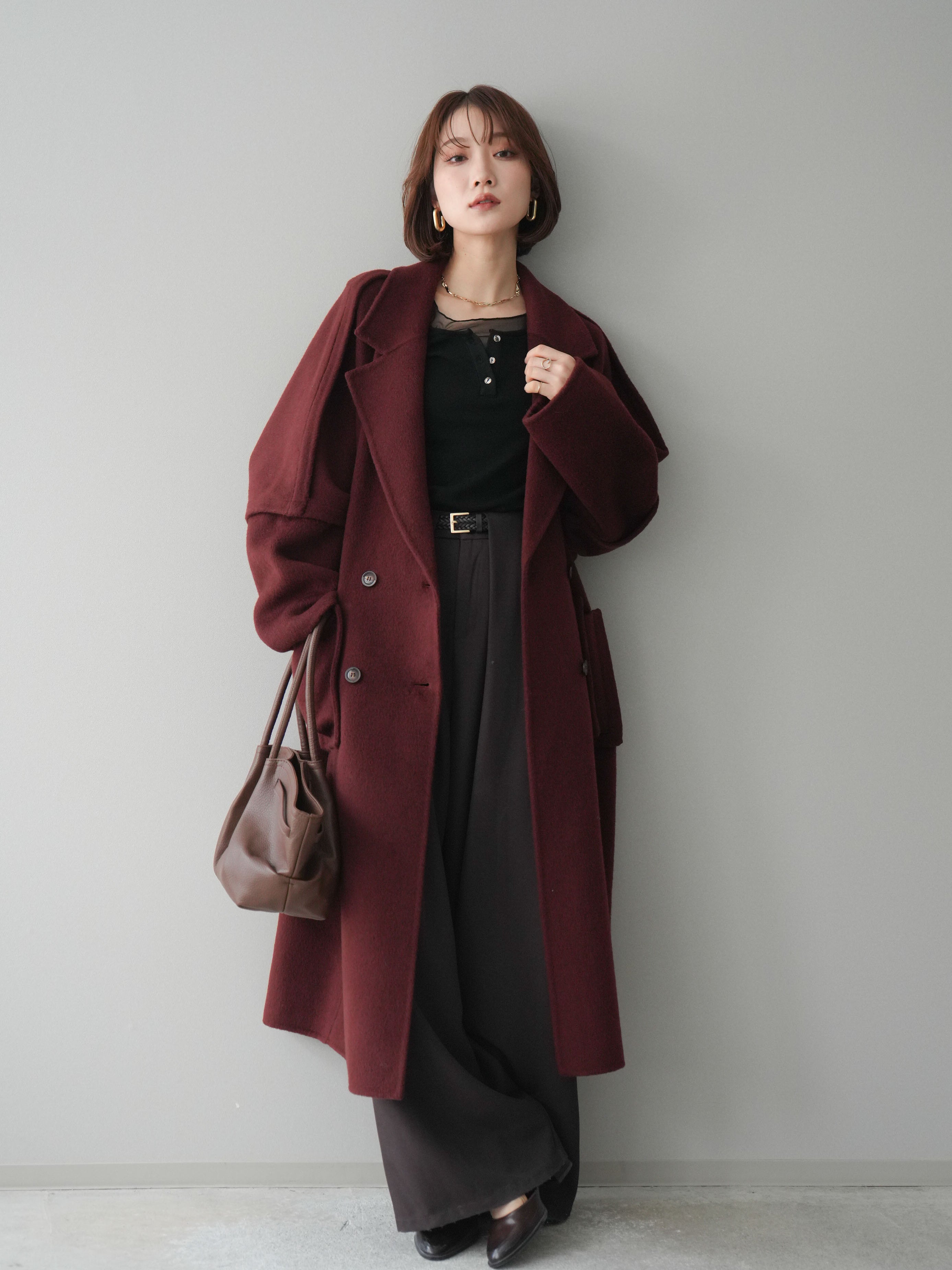 予約]カシミヤ100%ダブルブレストロングコート/red – Lumier