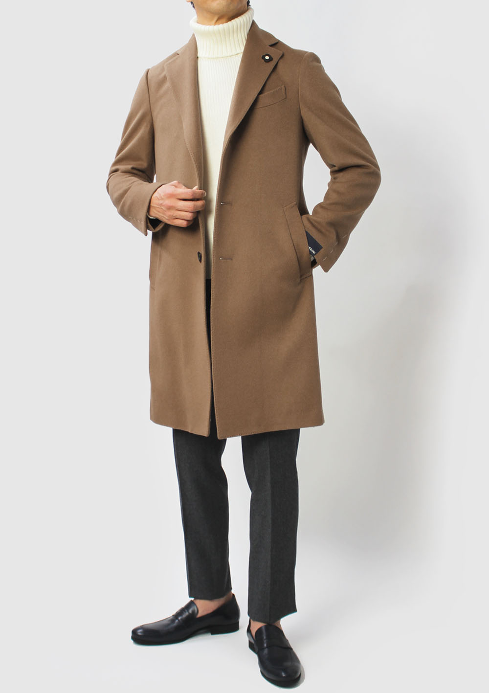 LARDINI キャメル100% チェスターコート イタリア製