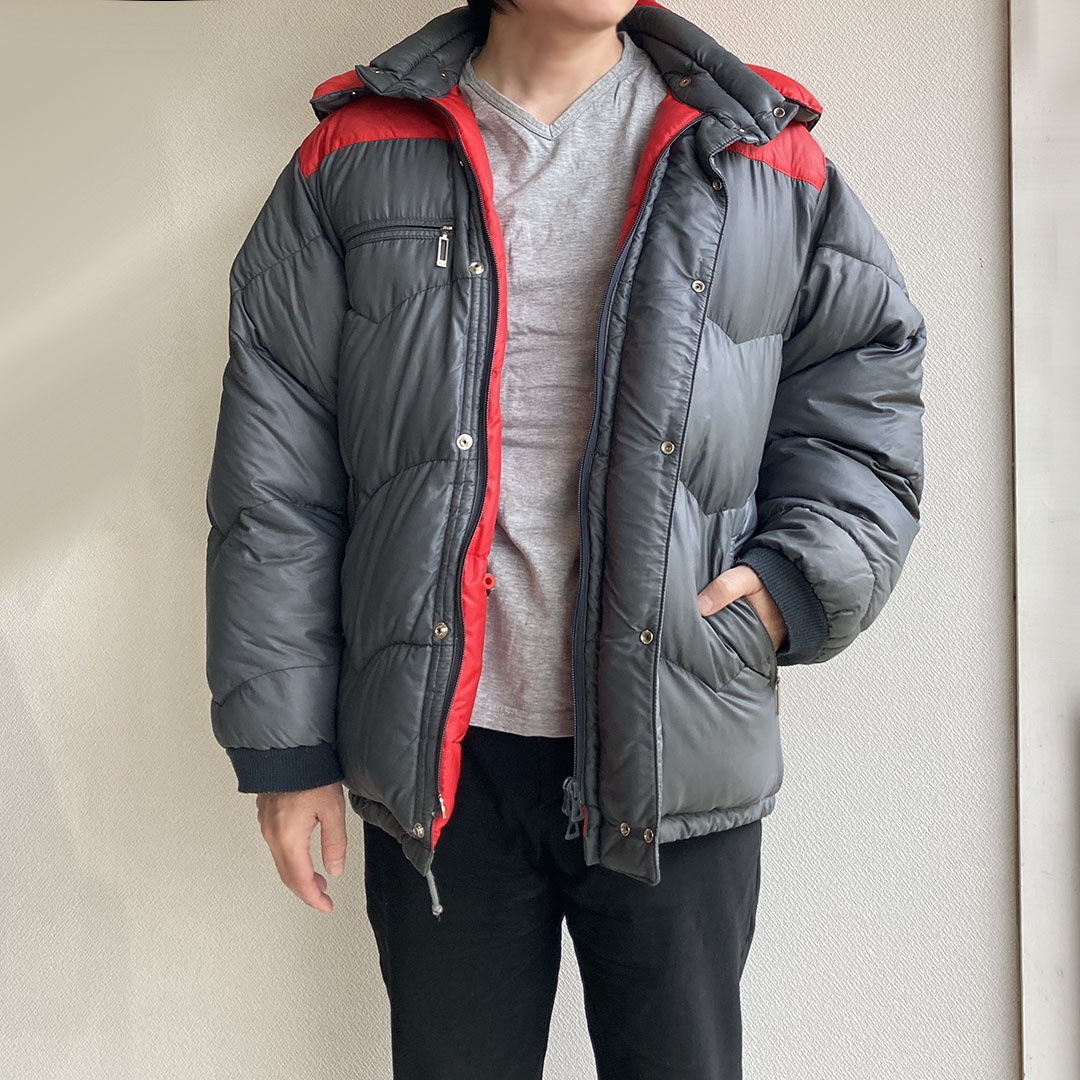 1970-1980's French Down Jacket by MILLET Grey × Red 1970-1980年代