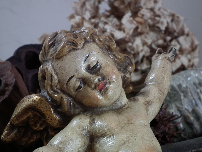 H00101 イタリアアンティーク 木彫りの天使 | MANSIKKA