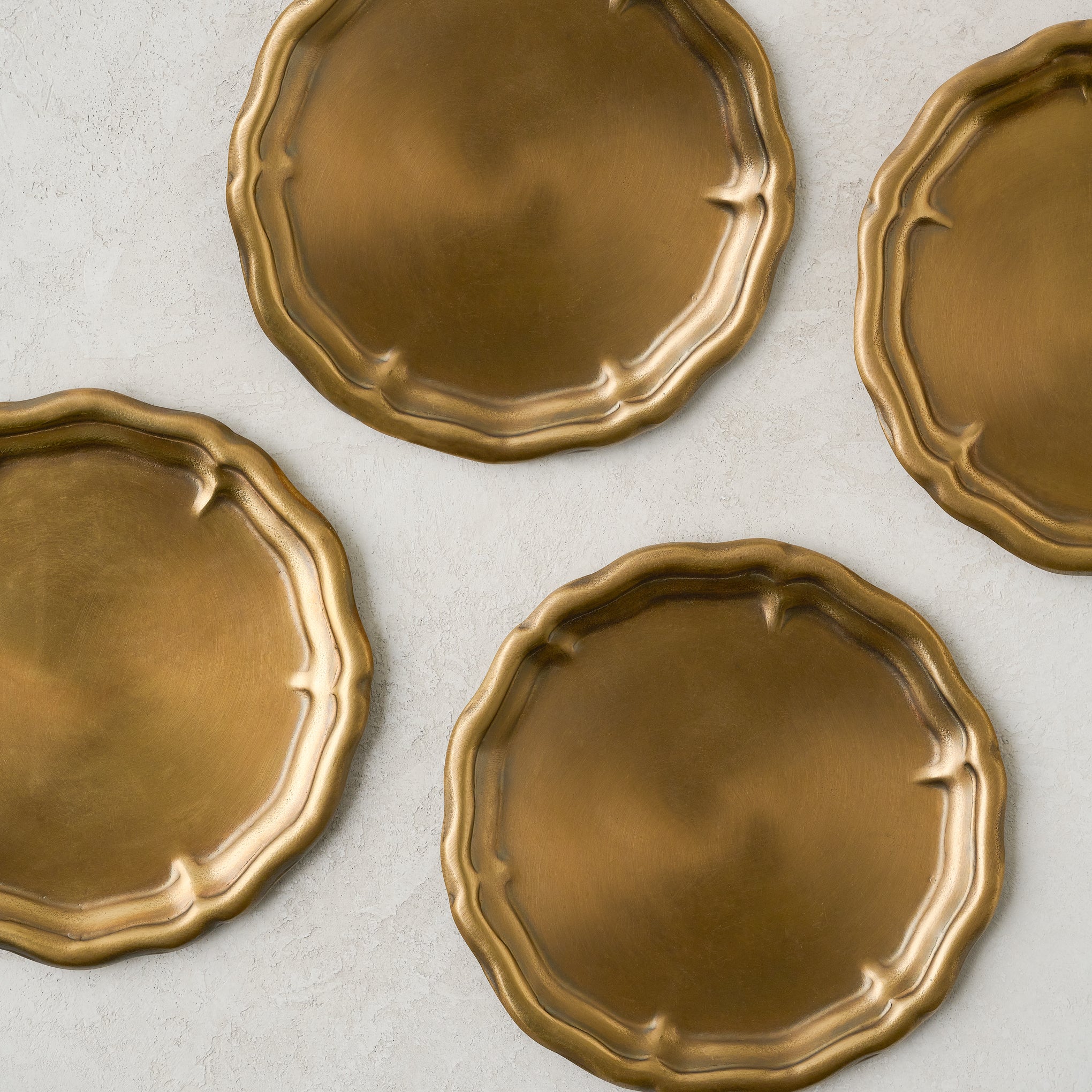 Vintage-Inspired Brass Coaster Set of Four – Magnolia