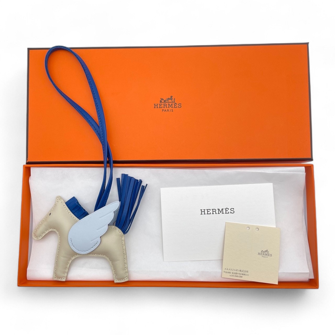 エルメス ペガサスチャーム PM クレ/ブルーフランス/ブルーブリュム W