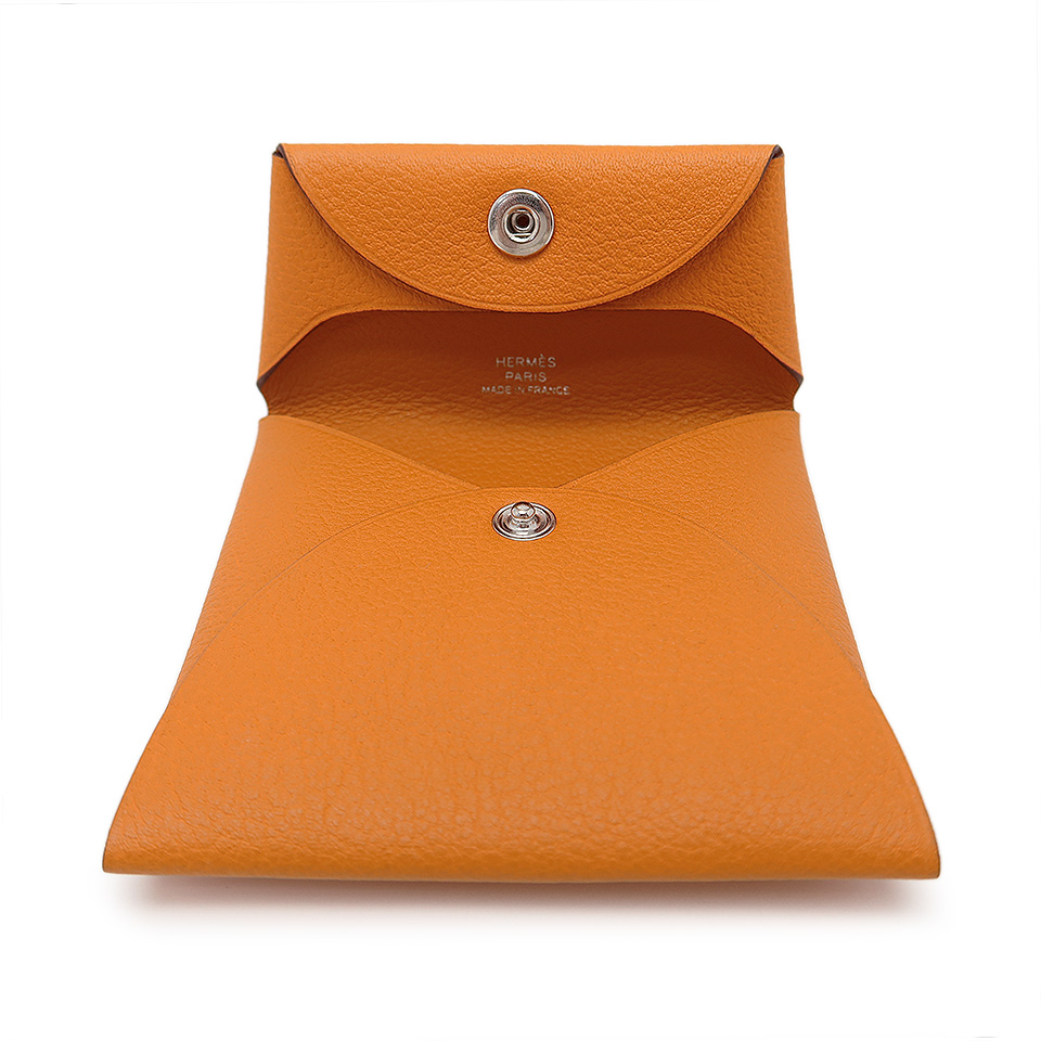エルメス バスティアコインケース Y刻印 エバーカラー オレンジ系