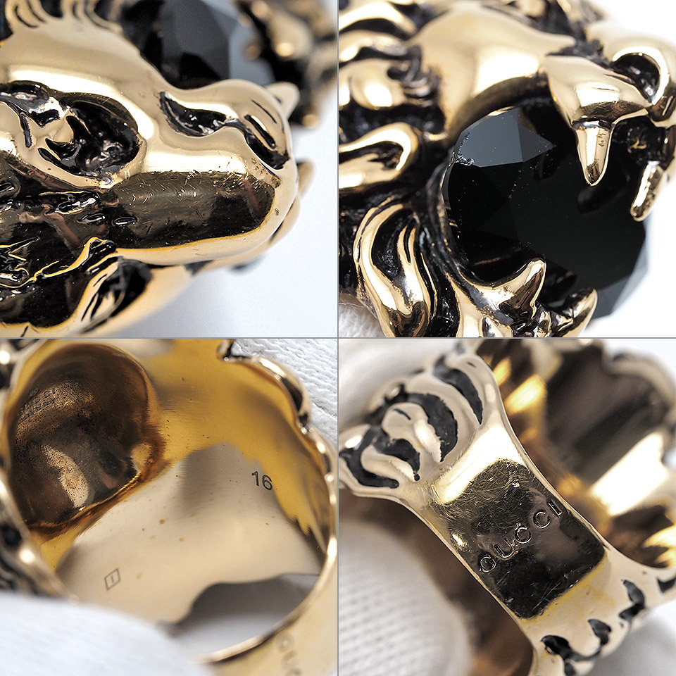 グッチ ライオンヘッド クリスタルリング #16 402763 J1D50 8029 GP 16