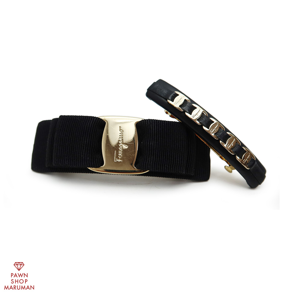 フェラガモ ヴァラリボン バレッタ 2コセット コットン×レーヨン