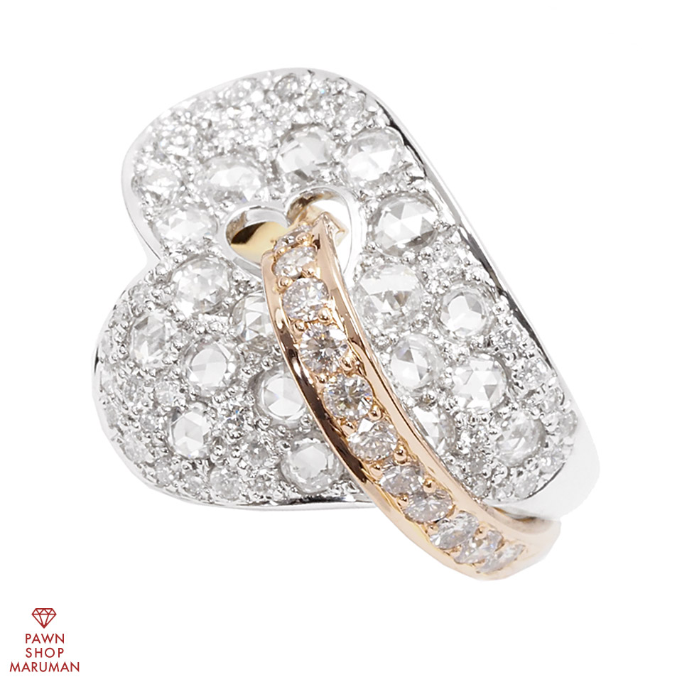 ラウンドローズカット ダイヤモンドリング K18WG K18PG 1.12ct 1.25ct