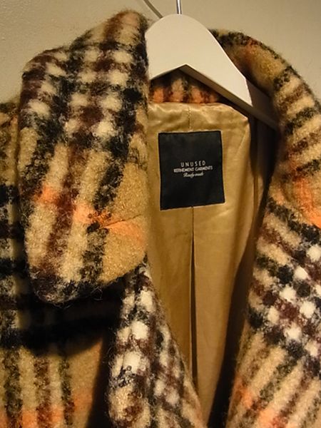 UNUSED（アンユーズド） チェックコート キャメル - margin