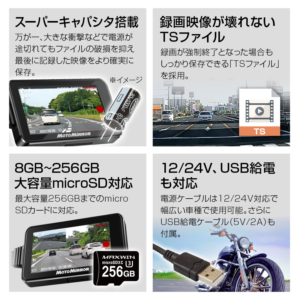 バイク用 デジタルセンターミラー DSM-A001 | マックスウィン | MAXWIN