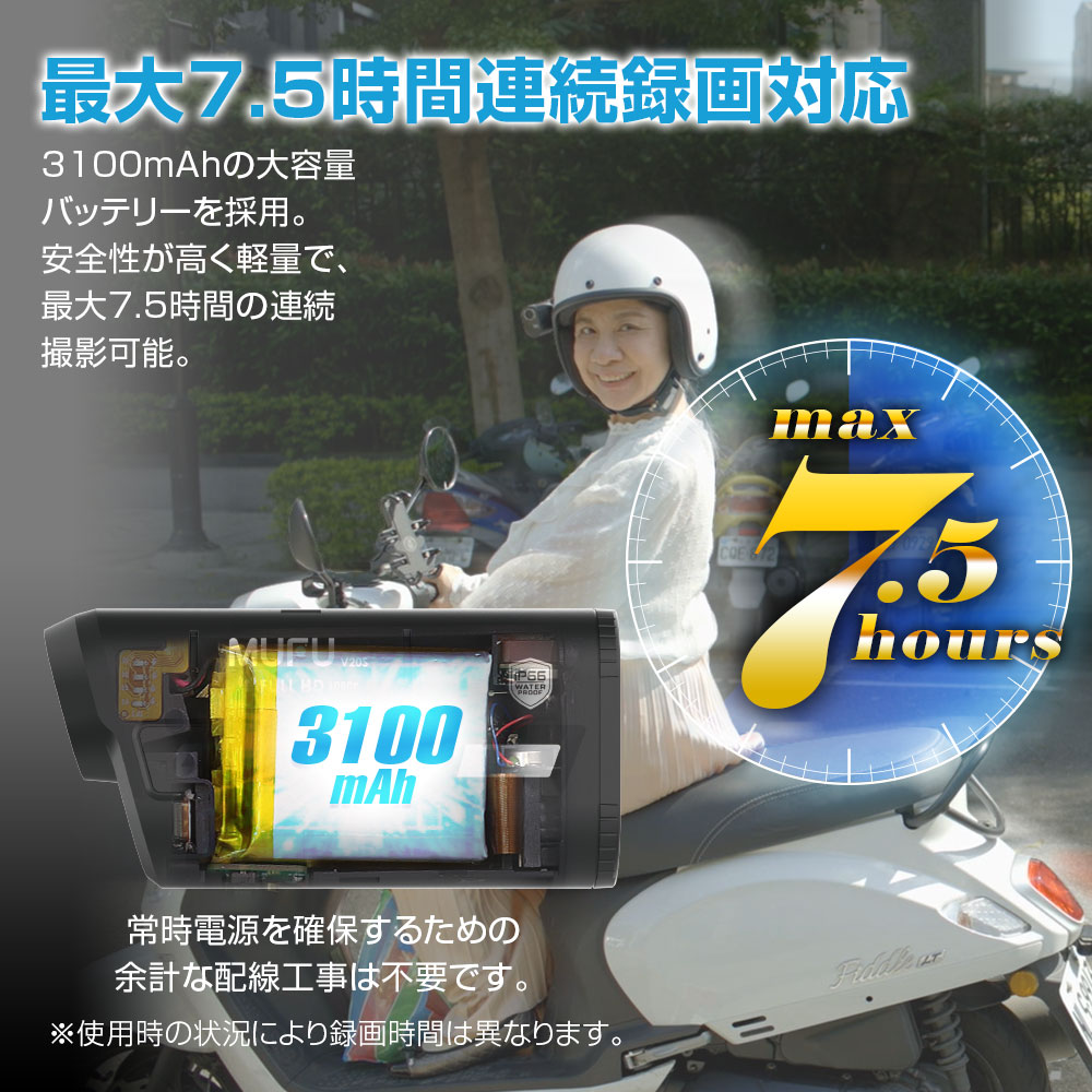 スマート感知センサー搭載バイク用ドライブレコーダー MF-BDVR001