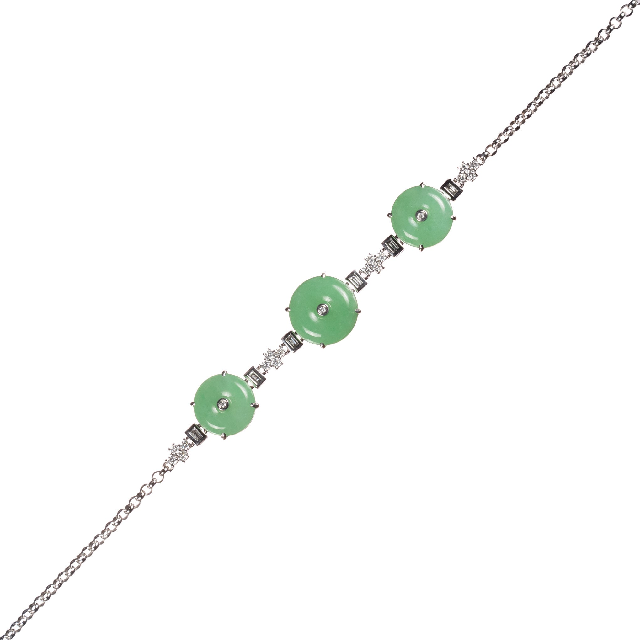 Grade A Jadeite Jade Bracelet with Apple Green Jade Donuts and