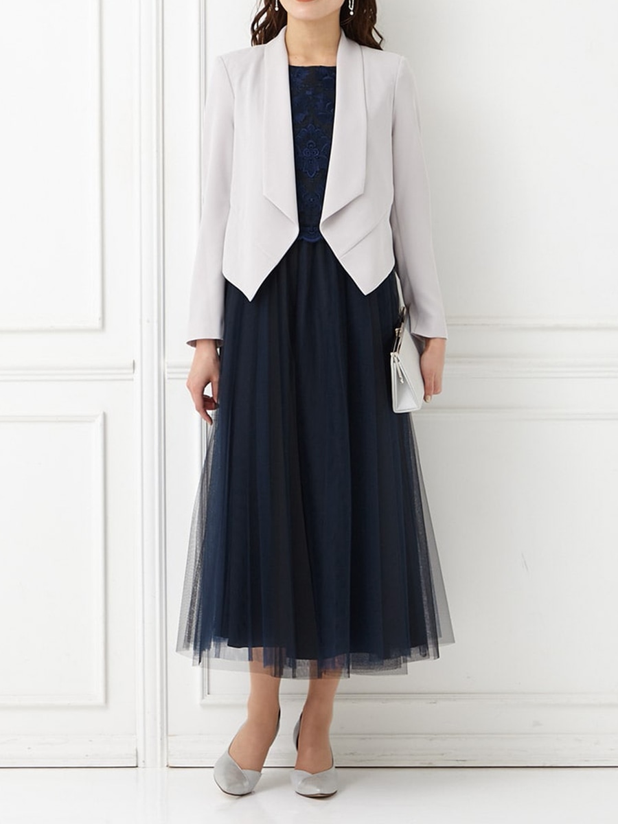 刺繍レースチュールフレアドレス｜パーティードレスの通販AIMER（エメ