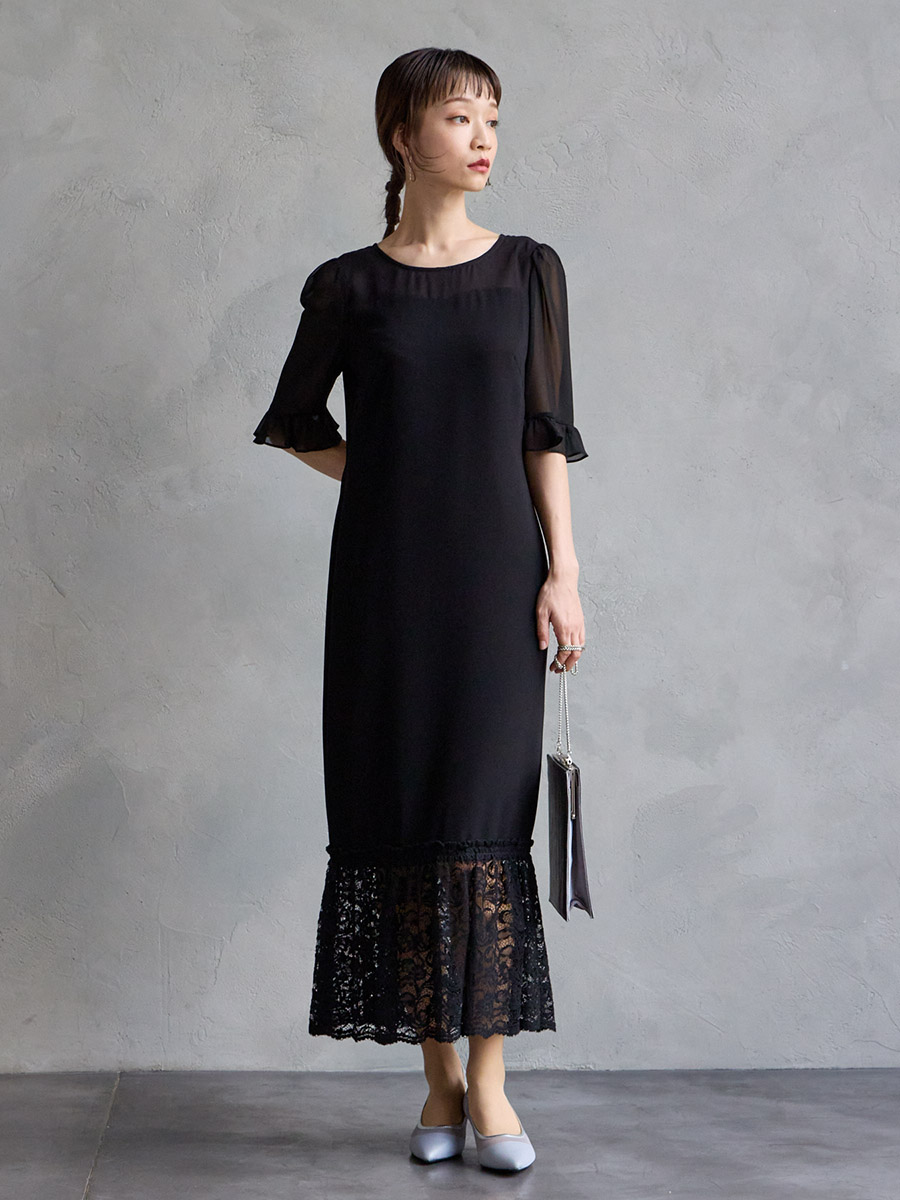 WEB/Aimer Acret店限定】袖付きIラインドレス(M ブラック): AIMER