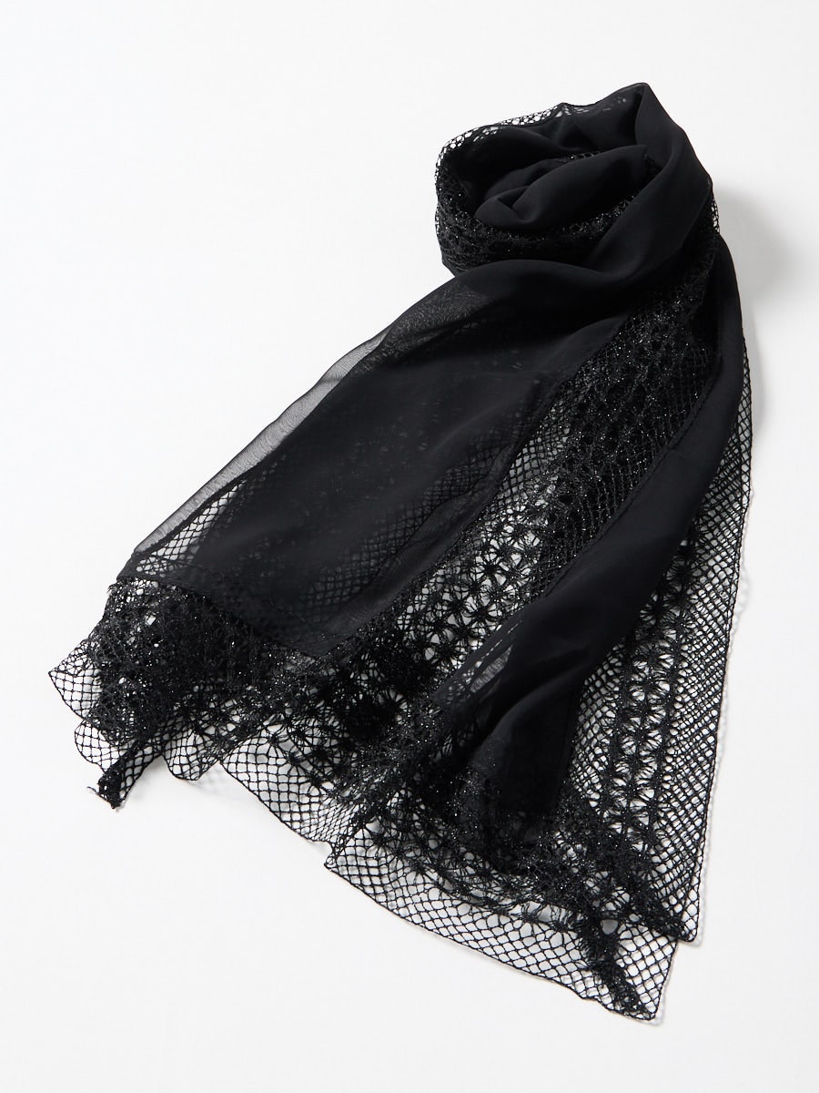 ラメ糸トーションレース×シフォンストール(FREE シルバー): AIMER