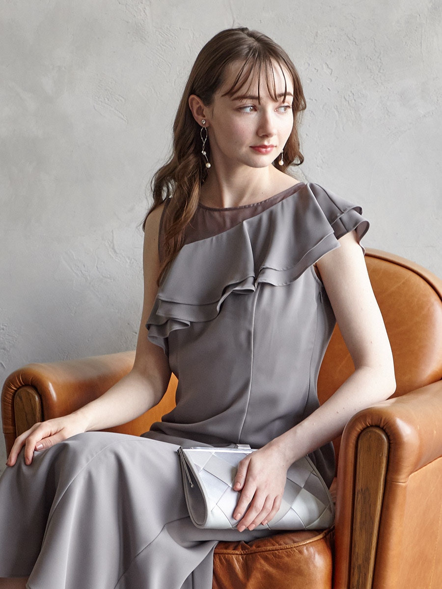 WEB/Aimer Acret店限定】アシンメトリーフリルマーメイドラインドレス