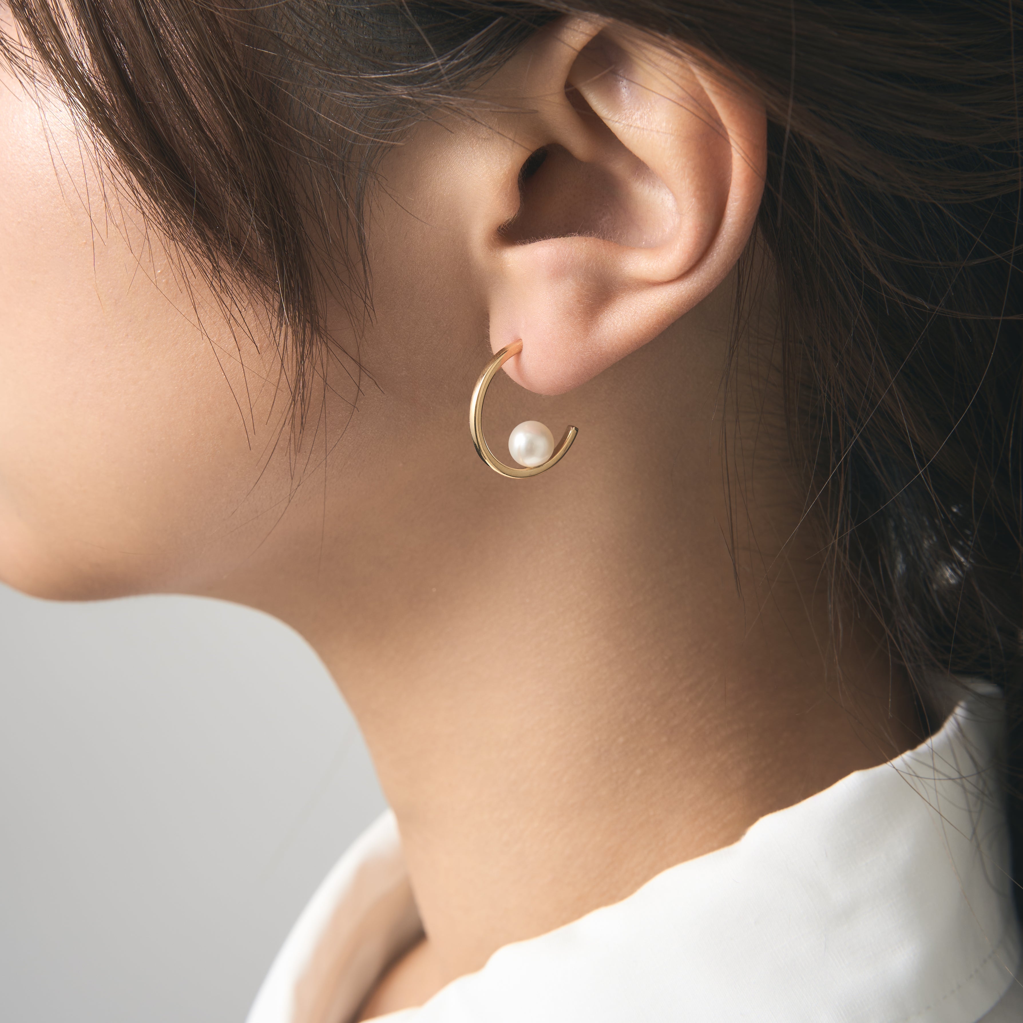 K18 淡水パール フープピアス - me.（エムイードット）