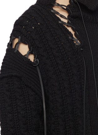 YOHJI YAMAMOTO | Lace-up deconstructed mix knit turtleneck sweater