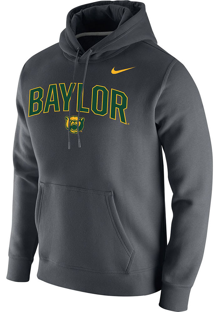 Nike Baylor Bears Mens ANTHRACITE Arch Mascot Club Fleece Hoodie