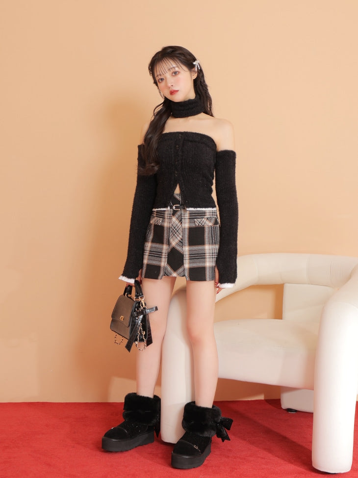 SALE】High waist check mini skirt(eme10449) – M me eme