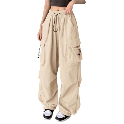 Amazon.com: Women's Cargo Pants Elastic Waist Drawstring Wide Leg