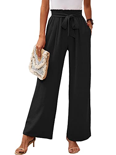 Heymoments Women's Wide Leg Lounge Pants with Pockets Black X