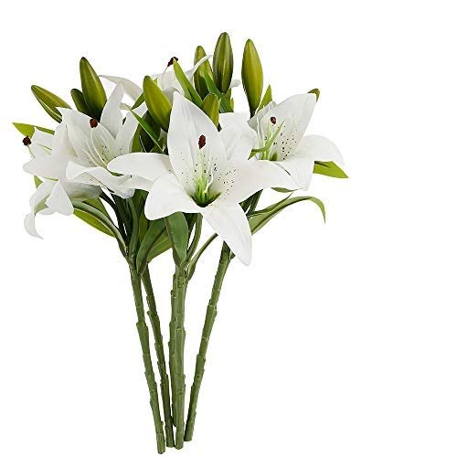 Amazon｜dukezhi 5本セット 百合 花束 ユリ 造花 ユリの花束 アーティ