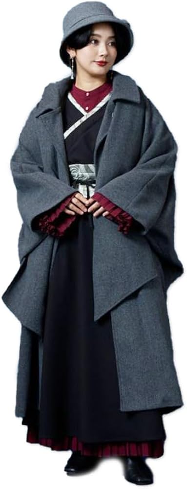 Amazon | 7CQ-5313 鳶コート トンビコート マフラー付 とんび 着物風
