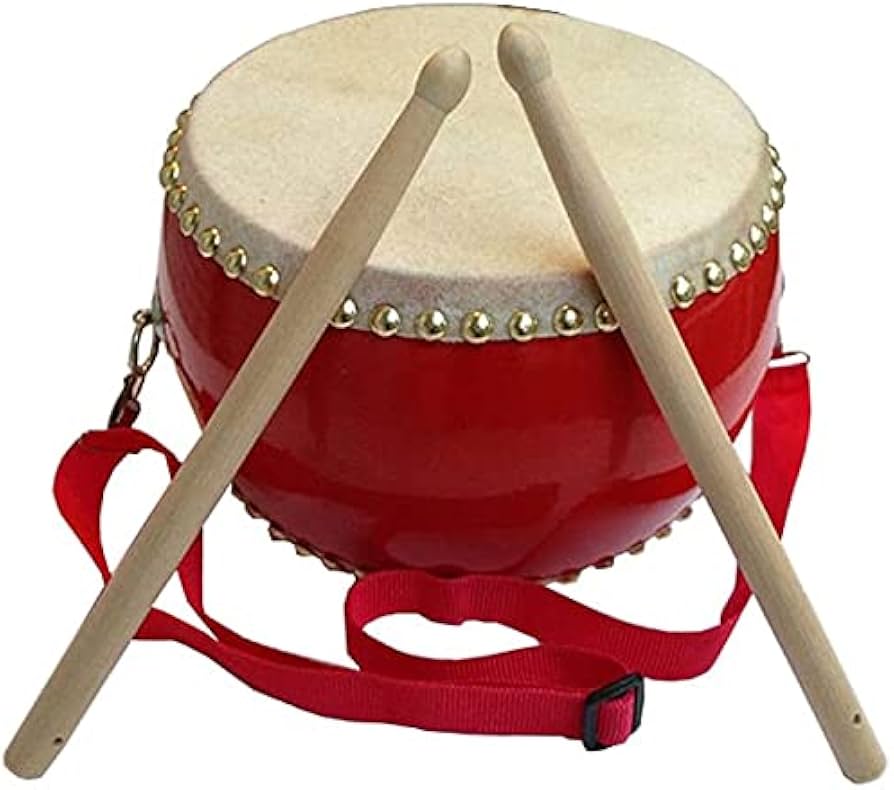 新品】【蔵出し】締め太鼓 牛 革 和太鼓 バチ付き 台付き 入門用