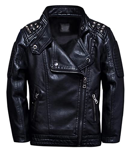 Amazon.com: TLAENSON Boys Black Leather Jacket Studded Motorcycle